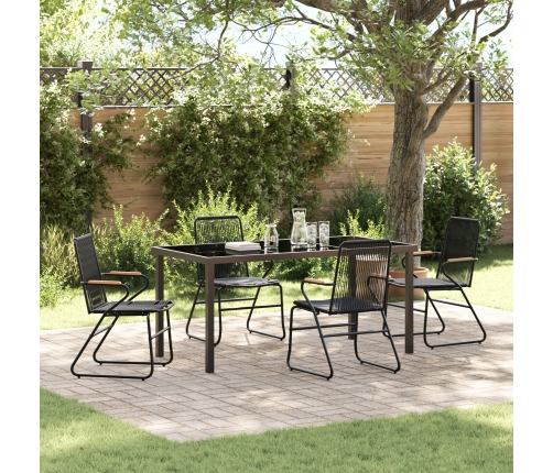 Juego de Comedor Jardín  de 5 Piezas Negro Ratán PVC