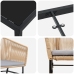 Set de 3 Marrón PE Rattan Mediano Silla de Jardín Cuadrada