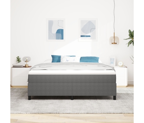 Cama con Somier  con Colchón Gris Claro Super King Tela de Corduroy