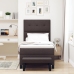 Cama con somier con colchón & banco marrón oscuro 100x200 cm tela