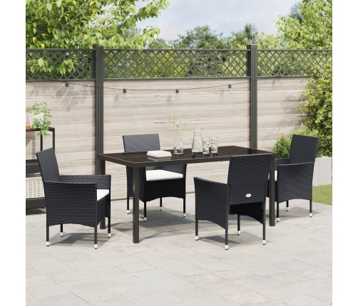 Conjunto de Comedor de Jardín de 5 Piezas Negro Poliratán