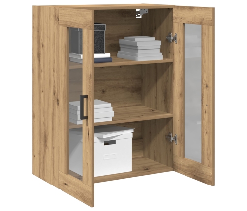 Gabinete Suspendido con Puertas de Vidrio Roble Artesanal 69.5x34x90 cm