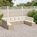 Set de Sofá de Jardín  de 10 Piezas con Cojines Beige de Ratán Poli Acacia