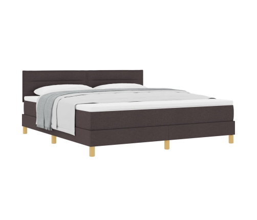 Cama con Base de Muelles  con Colchón Marrón Oscuro 180x200 cm Tela