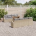 Conjunto de Comedor de Jardín de 9 Piezas con Cojines Beige Ratán Poliéster Acacia