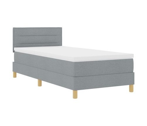 Cama con Base con Colchón y Luz LED Gris Claro 90x200 cm Tela