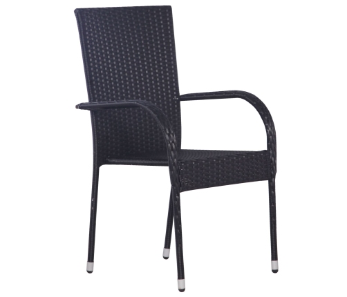 Conjunto de comedor de jardín de 5 piezas negro poliratán de