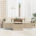 Juego de Comedor de Jardín de 5 Piezas con Cojines Beige Ratán Poliacacia