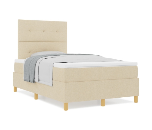Cama con somier y colchón crema 120x200 cm tela