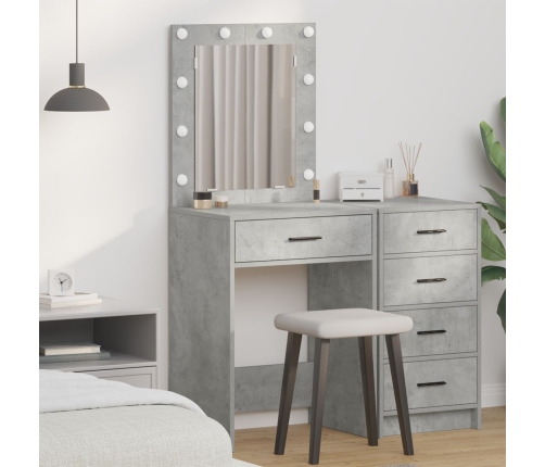 Mesa de maquillaje  con luces LED en gris concreto, 50x41x135 cm