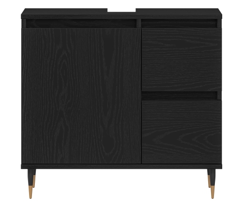Cabinet de lavabo  Negro Roble 65x33x60 cm Madera elaborada
