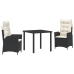 Set de 2 Negro PE ratán Mediano Reposabrazos ajustables