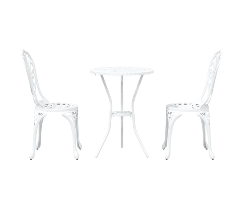 Conjunto de Bistro de Jardín de 3 Piezas  de Aluminio Fundido Blanco