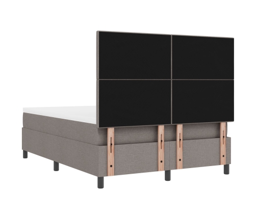 Cama con Base de Muelles y Colchón Taupe 140x200 cm Tela