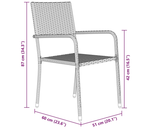 Set de comedor de jardín  de 3 piezas de ratán polimérico negro