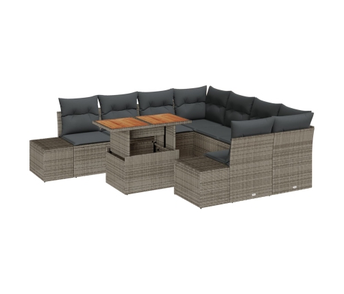 Conjunto de Sofá de Jardín  Juego de 9 Gris Poliratán