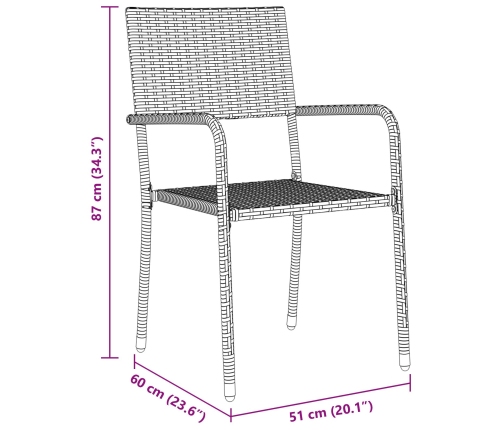 Juego de Comedor de Jardín de 5 Piezas Gris Poliratán