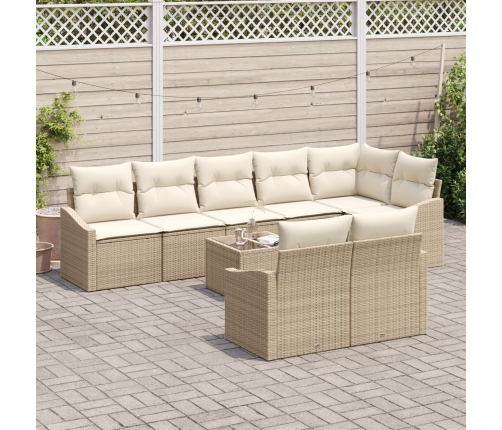 Conjunto de Sofá de Jardín  Conjunto de 9 Beige Polirratán Moderno