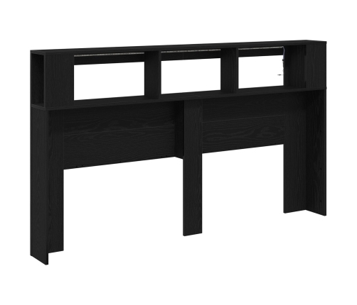 Cabezal de Almacenamiento  con Luces LED Roble Negro 180x18,5x103,5 cm
