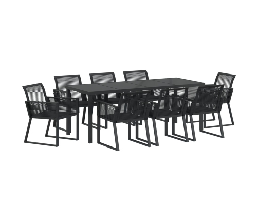 Conjunto de Comedor de Jardín  de 9 Piezas Negro Poliratán