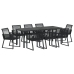 Conjunto de Comedor de Jardín  de 9 Piezas Negro Poliratán