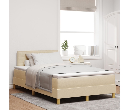 Cama con somier  con colchón y LED crema 120x200 cm tela