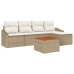 Conjunto de 6 Piezas de Sofá de Jardín con Cojines Beige Poliratán Acacia