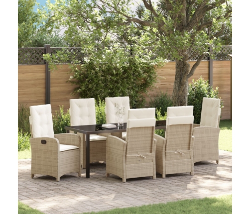 Conjunto de Comedor de Jardín de 2 Piezas de  con Cojines en Ratán Poliéster Beige