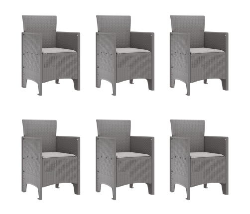 Conjunto de Comedor de Jardín de 7 Piezas  con Cojines Gris Claro de Ratan Sintético