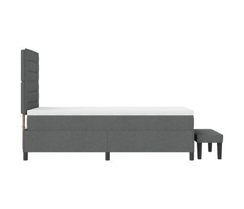 Cama Box Spring  con Colchón y Banco Gris Oscuro 90x200 cm Tela