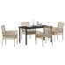Conjunto de Comedor de Jardín de 5 Piezas con Cojines de Poliratán Beige