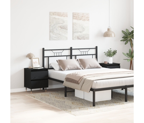 Mesas de Noche 2 pcs Negros de Roble 40x35x50 cm Madera Ingenierizada