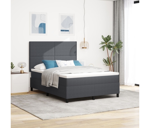 Cama con Caja de Resortes con Colchón Gris Oscuro 140x200 cm Tela de Corduroy