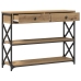 Mesa Consola  de Roble Artesanal 100x28x75 cm Madera Ingenierizada y Acero