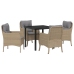 Juego de Comedor de Jardín  de 5 Piezas con Cojines Beige Poliratán