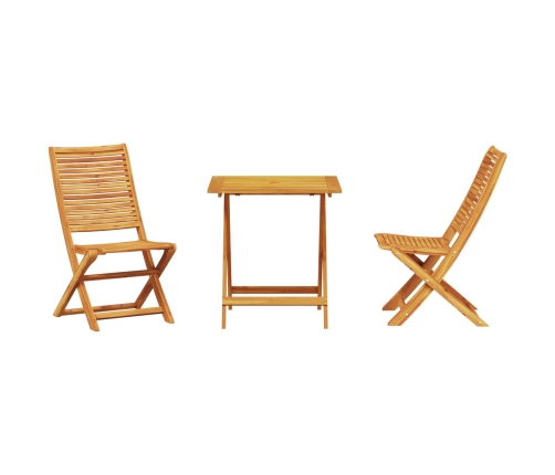 Conjunto de Bistro Plegable de 3 Piezas de Madera Sólida de Acacia de