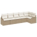Sofá de Jardín  Set de 6 Beige Ratán, Poliéster Sofá de Exterior