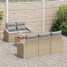 Juego de Sofá de Jardín de 6 Piezas con Cojines Beige Poliratán Acacia