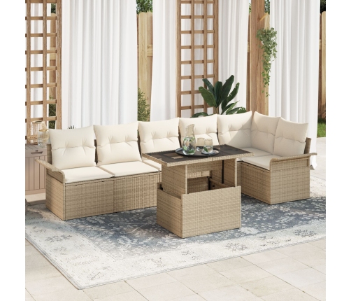 Set de Sofá de Jardín  de 7 Piezas con Cojines Beige