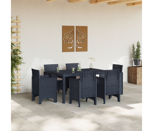Conjunto de Comedor de Jardín de 7 Piezas con Cojines Antracita Poliratán