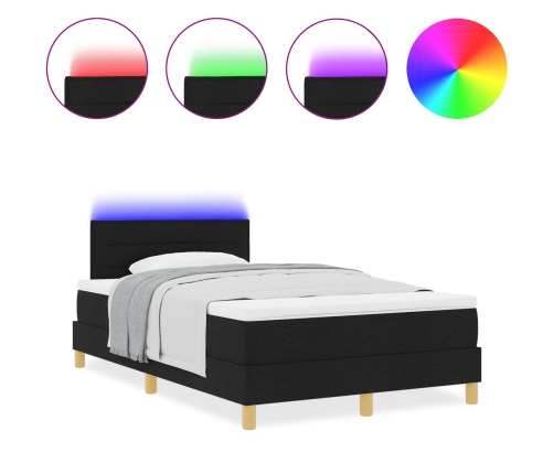 Cama con Base con Colchón y LED Negra 120x200 cm Tela