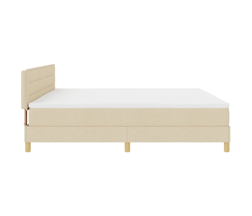 Cama con Base de Resortes con Colchón Crema 200x200 cm Tela