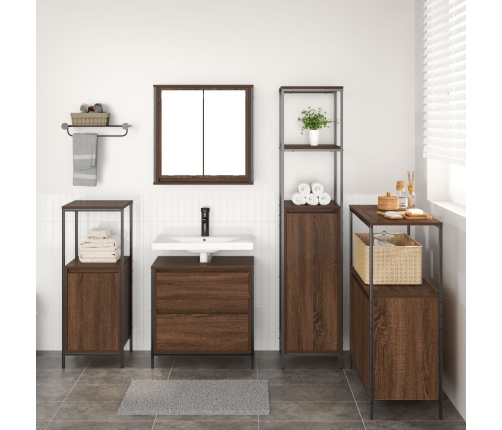 Conjunto de Muebles de Baño de 5 Piezas de  en Madera de Roble Marrón