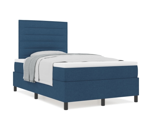 Cama con Somier  con Colchón Azul 120x200 cm Tela