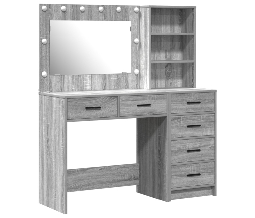 Juego de Mesa de Tocador de 2 Piezas con LED de Madera Elaborada Gris Sonoma