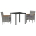 Juego de Comedor de Jardín  3 Piezas Rattan de Poliéster Gris