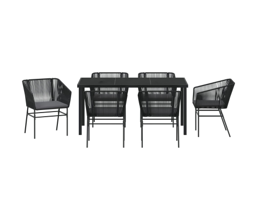 Set de 4 Negro Poliratán PE Estándar Duradero Silla de Jardín