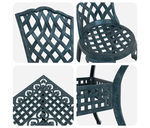 Conjunto de comedor de jardín de 5 piezas  verde de aluminio fundido
