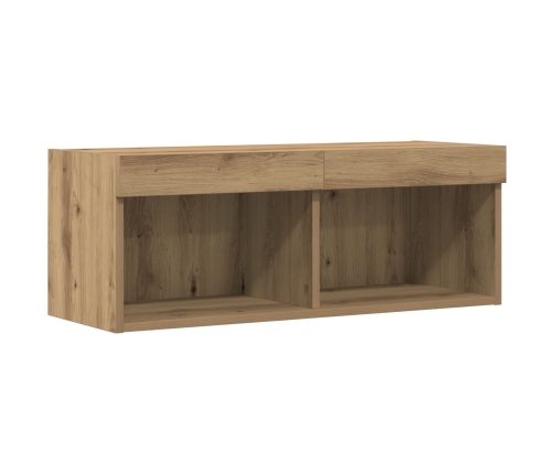 Gabinetes para TV de  con luces LED 2 piezas en roble artesanal 80x30x30 cm