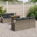 Conjunto de Comedor de Jardín de 7 Piezas con Cojines Gris Ratán Poliéster Acacia
